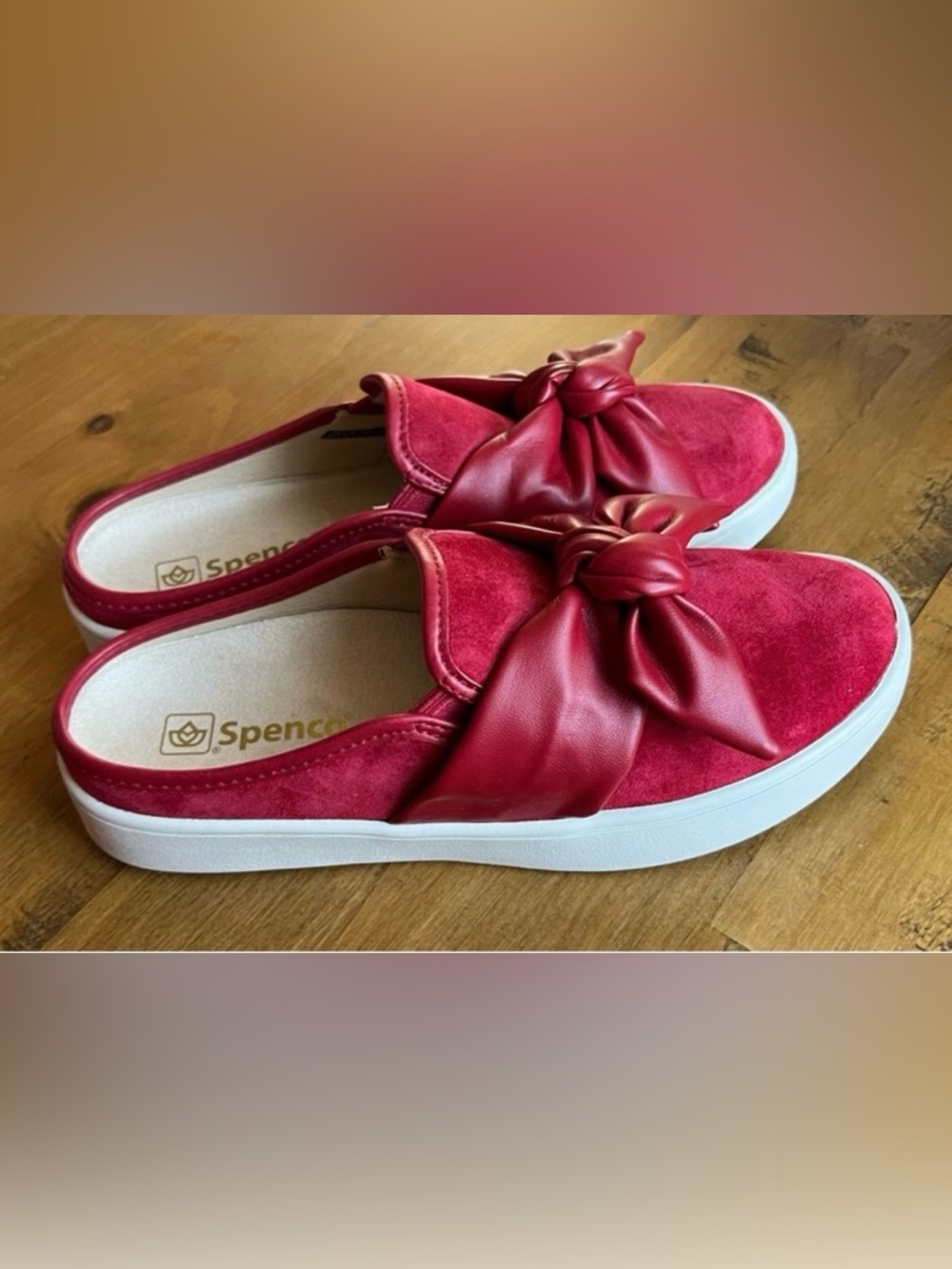 Spenco Barbados Red Orthopedic Suede Slip on Mules Slides, 6.5 B